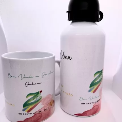 Kit xícara com garrafa personalizada